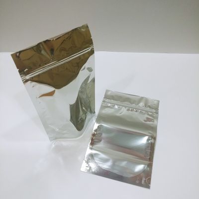 Silver Foil Ziploc  Standing Pouch with PET Window - (100pcs per pack)