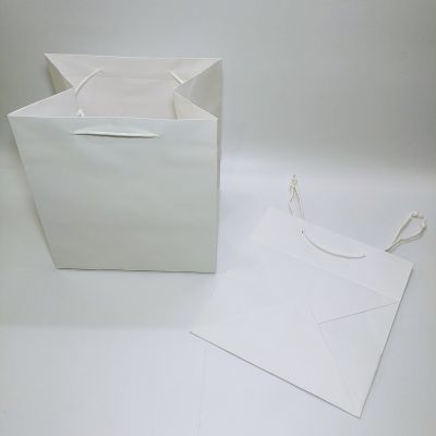 Big Base White Kraft Bag with Paper Twisted Handles and Baseboard