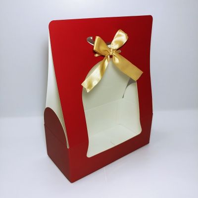 Maroon Red Matt Gift Box with Die Cut Handles & PVC Window 