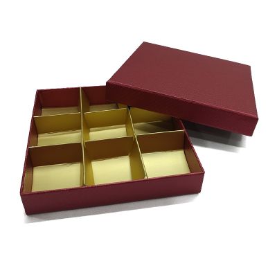 Red Texture Top and Bottom Rigid Box with 9pc Partition Divider  