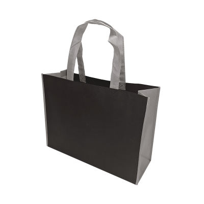 Black Non Woven Bag with Grey Side Panel and Handles [X Large]