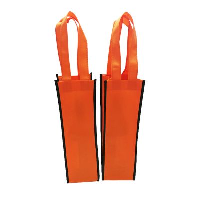 Orange/Black Non Woven Single Wine Bag 