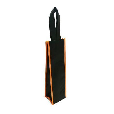 Black/Orange Non Woven Single Wine Bag