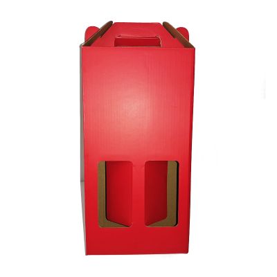 Red Matt 2 Bottle Window Wine Box  